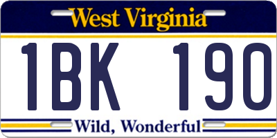 WV license plate 1BK190