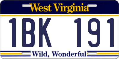 WV license plate 1BK191