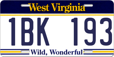 WV license plate 1BK193