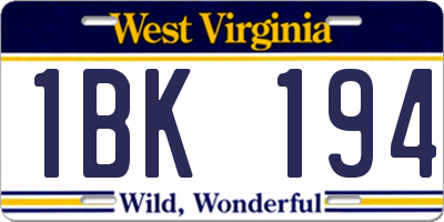 WV license plate 1BK194