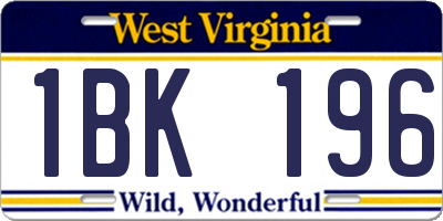 WV license plate 1BK196