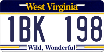 WV license plate 1BK198
