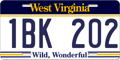 WV license plate 1BK202