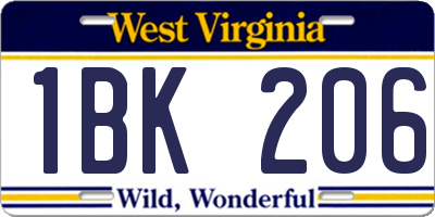 WV license plate 1BK206