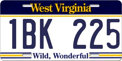 WV license plate 1BK225