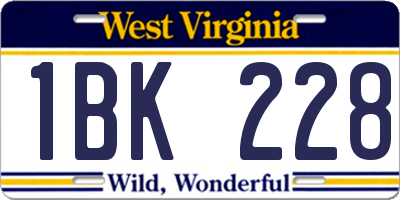 WV license plate 1BK228