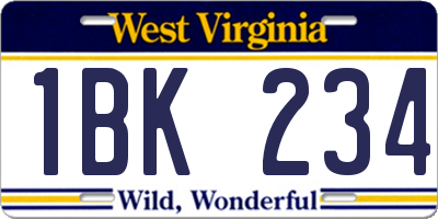 WV license plate 1BK234