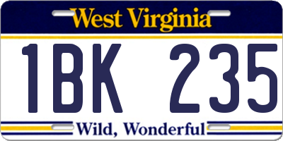 WV license plate 1BK235