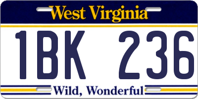 WV license plate 1BK236