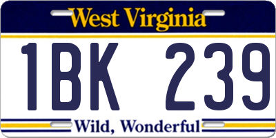 WV license plate 1BK239