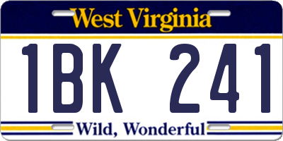 WV license plate 1BK241