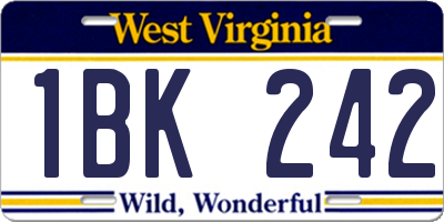 WV license plate 1BK242