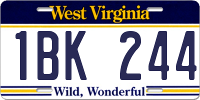 WV license plate 1BK244
