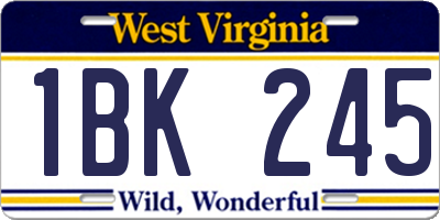 WV license plate 1BK245