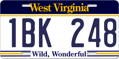 WV license plate 1BK248