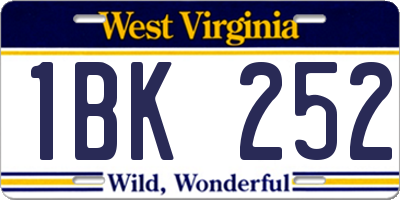 WV license plate 1BK252