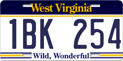 WV license plate 1BK254