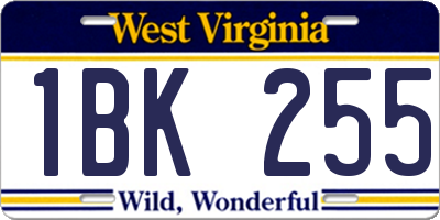 WV license plate 1BK255