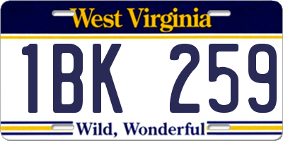WV license plate 1BK259