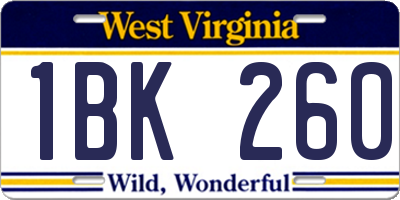 WV license plate 1BK260
