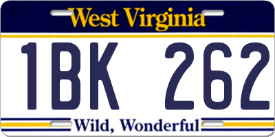 WV license plate 1BK262