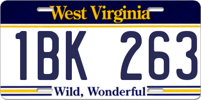 WV license plate 1BK263