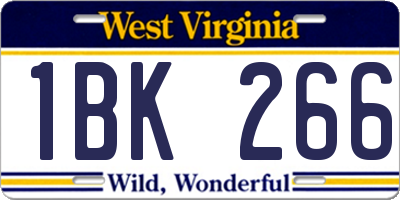 WV license plate 1BK266