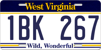WV license plate 1BK267