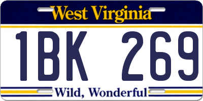 WV license plate 1BK269