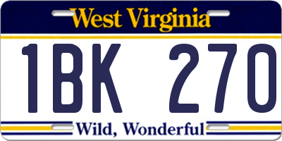 WV license plate 1BK270