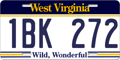 WV license plate 1BK272