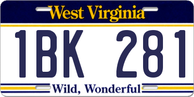 WV license plate 1BK281