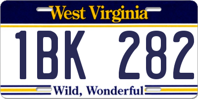 WV license plate 1BK282