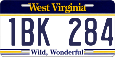 WV license plate 1BK284