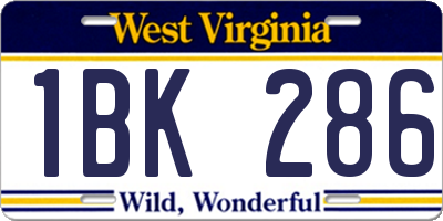 WV license plate 1BK286