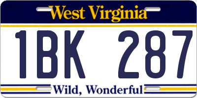 WV license plate 1BK287