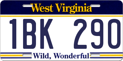 WV license plate 1BK290