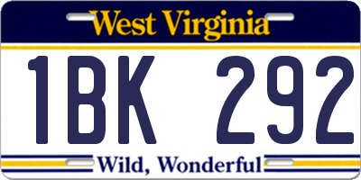 WV license plate 1BK292