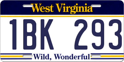 WV license plate 1BK293
