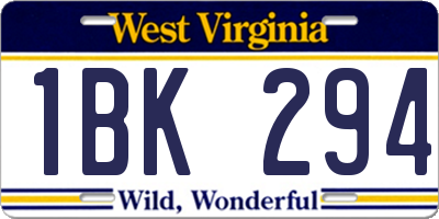 WV license plate 1BK294