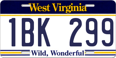 WV license plate 1BK299