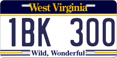 WV license plate 1BK300