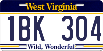 WV license plate 1BK304