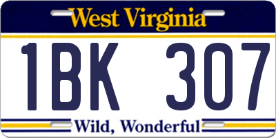 WV license plate 1BK307