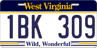 WV license plate 1BK309