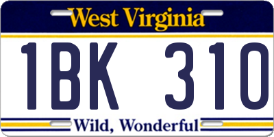 WV license plate 1BK310