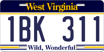 WV license plate 1BK311