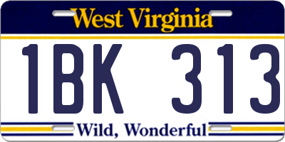 WV license plate 1BK313