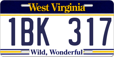 WV license plate 1BK317