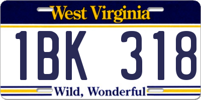 WV license plate 1BK318